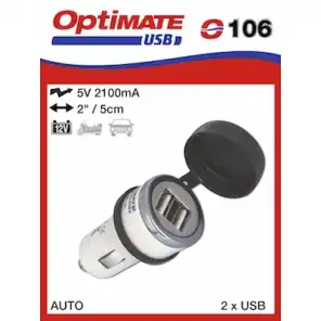 USB dobbel lader for 21mm sig.lighter uttak

2100mA